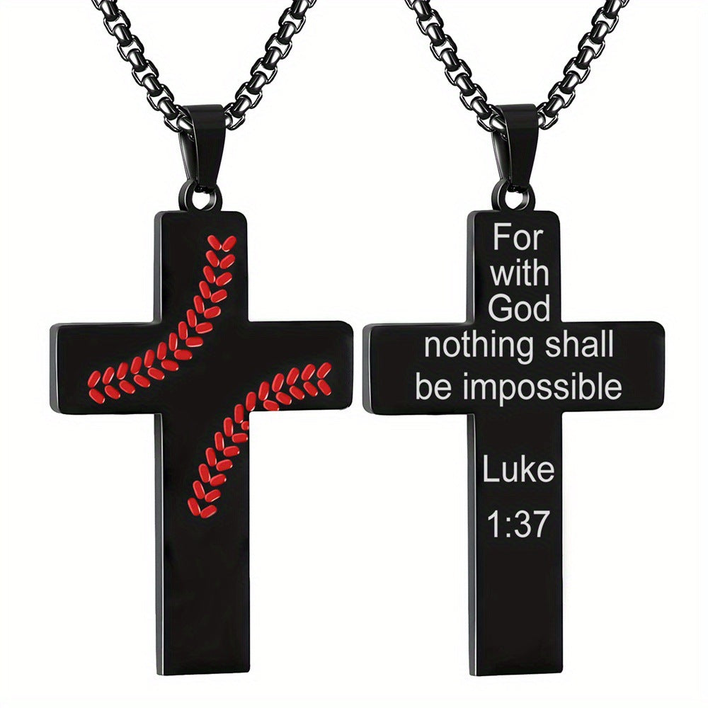 Baseball Boy Cross Stainless Steel Religious Pendants