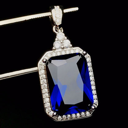 Rectangular Artificial Sapphire Fashion Colored Gems Female Elegant Pendants