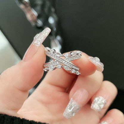 Light Luxury Cross Full Rhinestone Zircon Rings