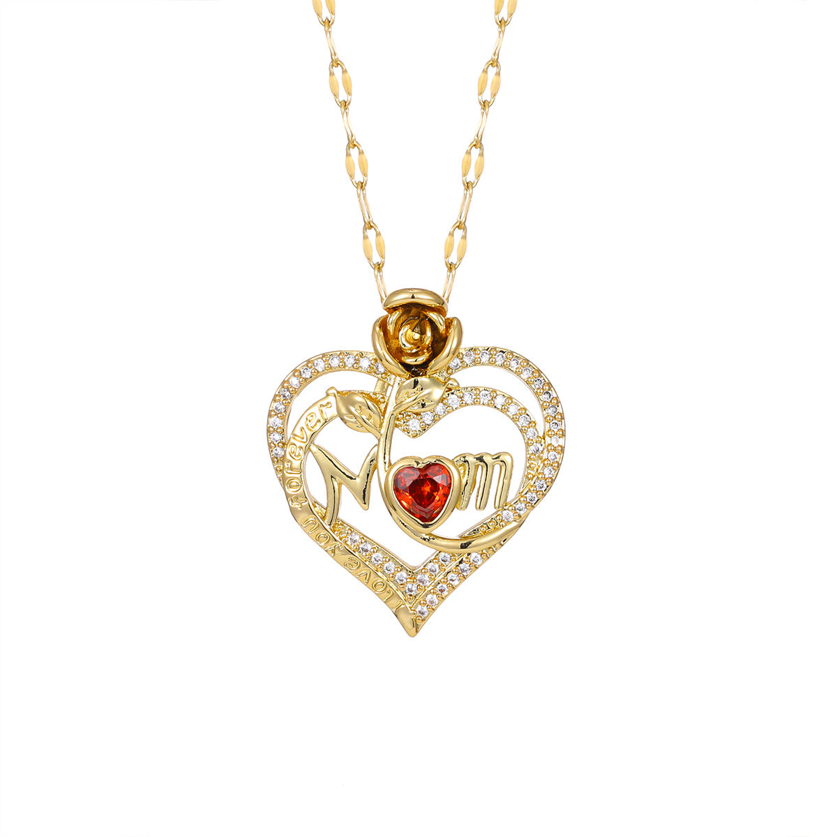 Fashion Elegant Rose Love Heart Mother's Pendants