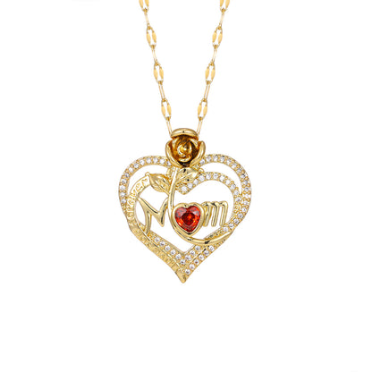 Fashion Elegant Rose Love Heart Mother's Pendants