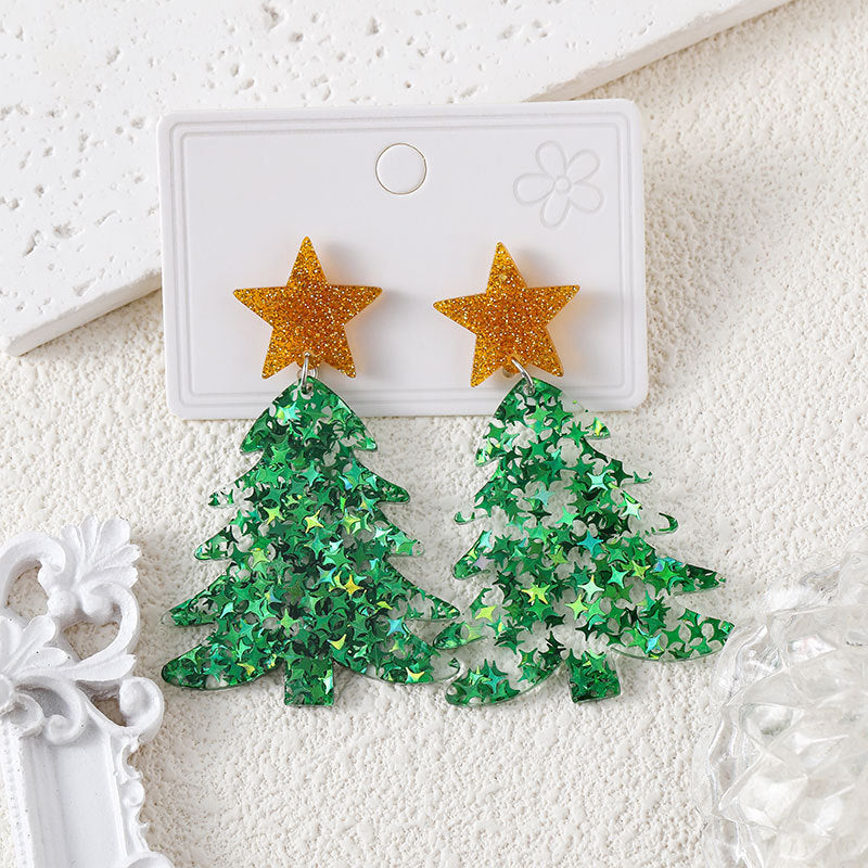 Christmas Cute Tree Snowflake Female Fashion Earrings