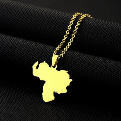 Women's & Men's Heart-shaped Venezuela Map Fashion Couple Titanium Necklaces