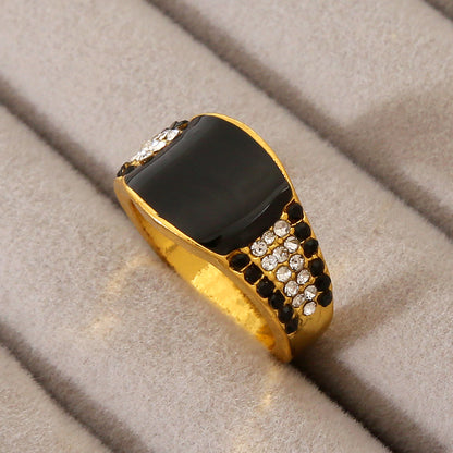 Men's Atmospheric Electroplated Gold Sier Drop Oil Rings