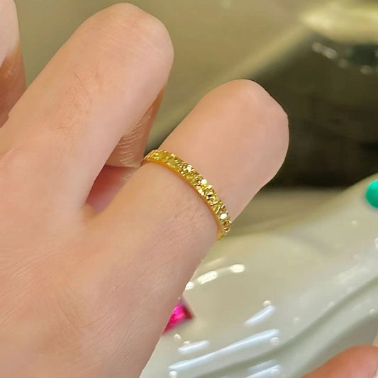 Crushed Ice Starry Sky Wide Gold-plated Rings