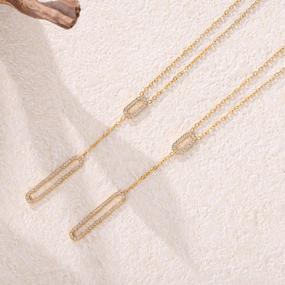 Inlaid Zirconium Clavicle Titanium Steel Material Necklaces