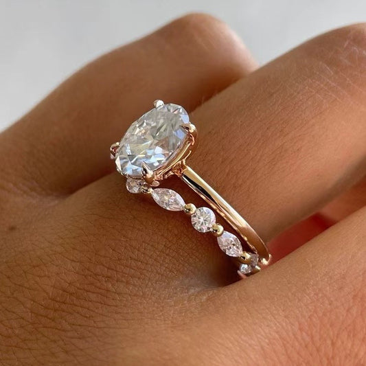 Simulation Moissanite Big Diamond Female Engagement Rings