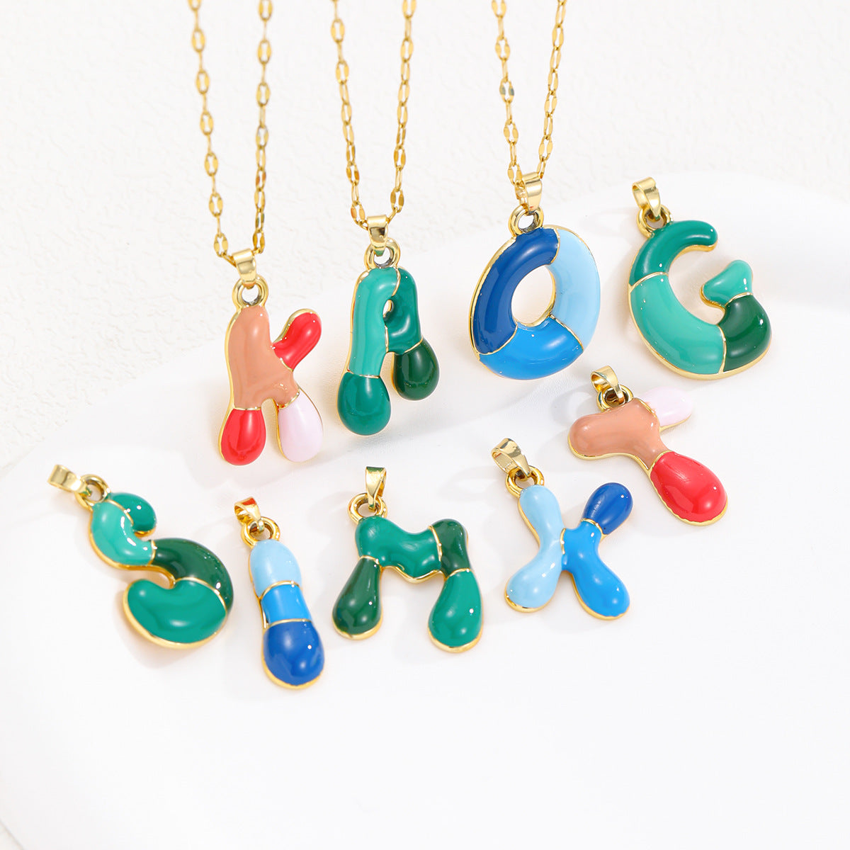 Colorful Oil Dopamine Bubble Letter English Pendants