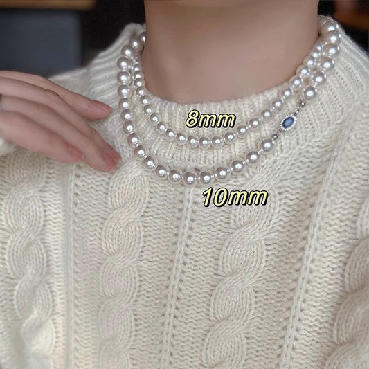 Women's Buckle Ni Pearl High-grade Sweater Chain Temperament Entry Necklaces