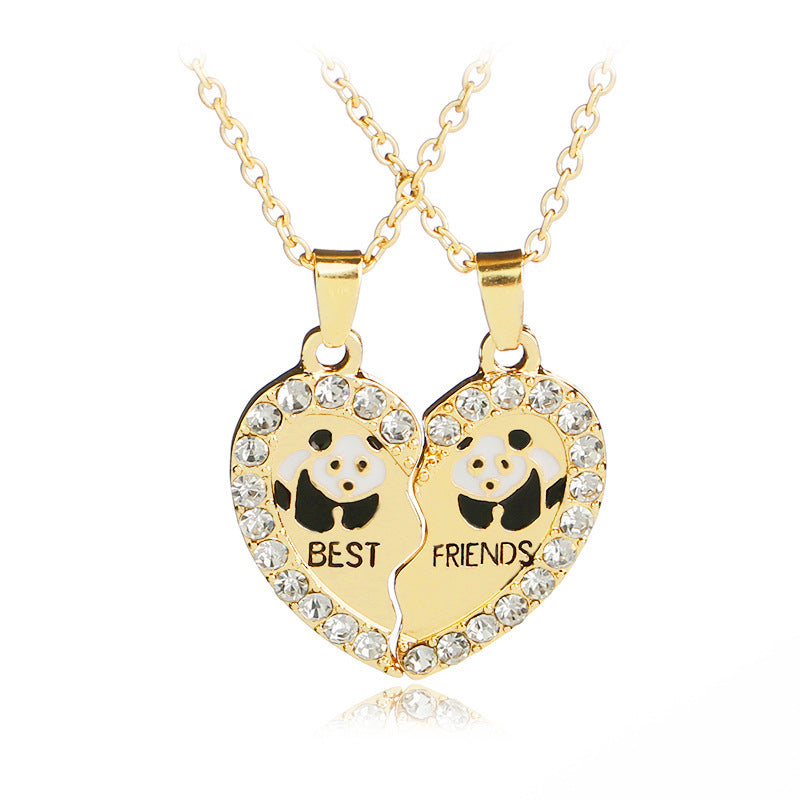 Cool Beautiful Ornament Heart-shaped Square Girlfriends Necklaces