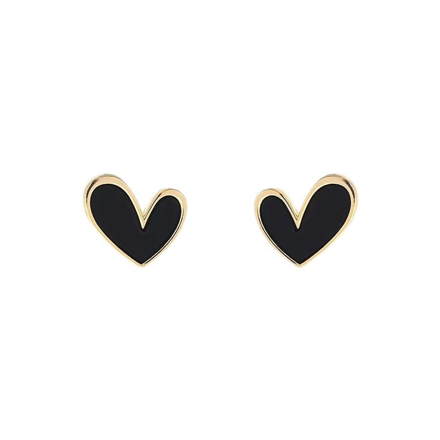 Needle Simple Compact Love Heart Style Earrings