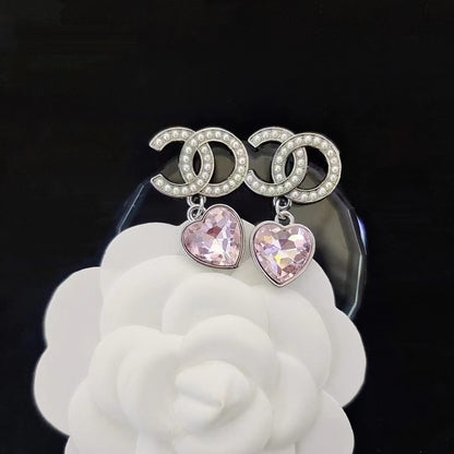 Women's & Men's Quality Collection Trending Rhinestone Letters Sier Earrings