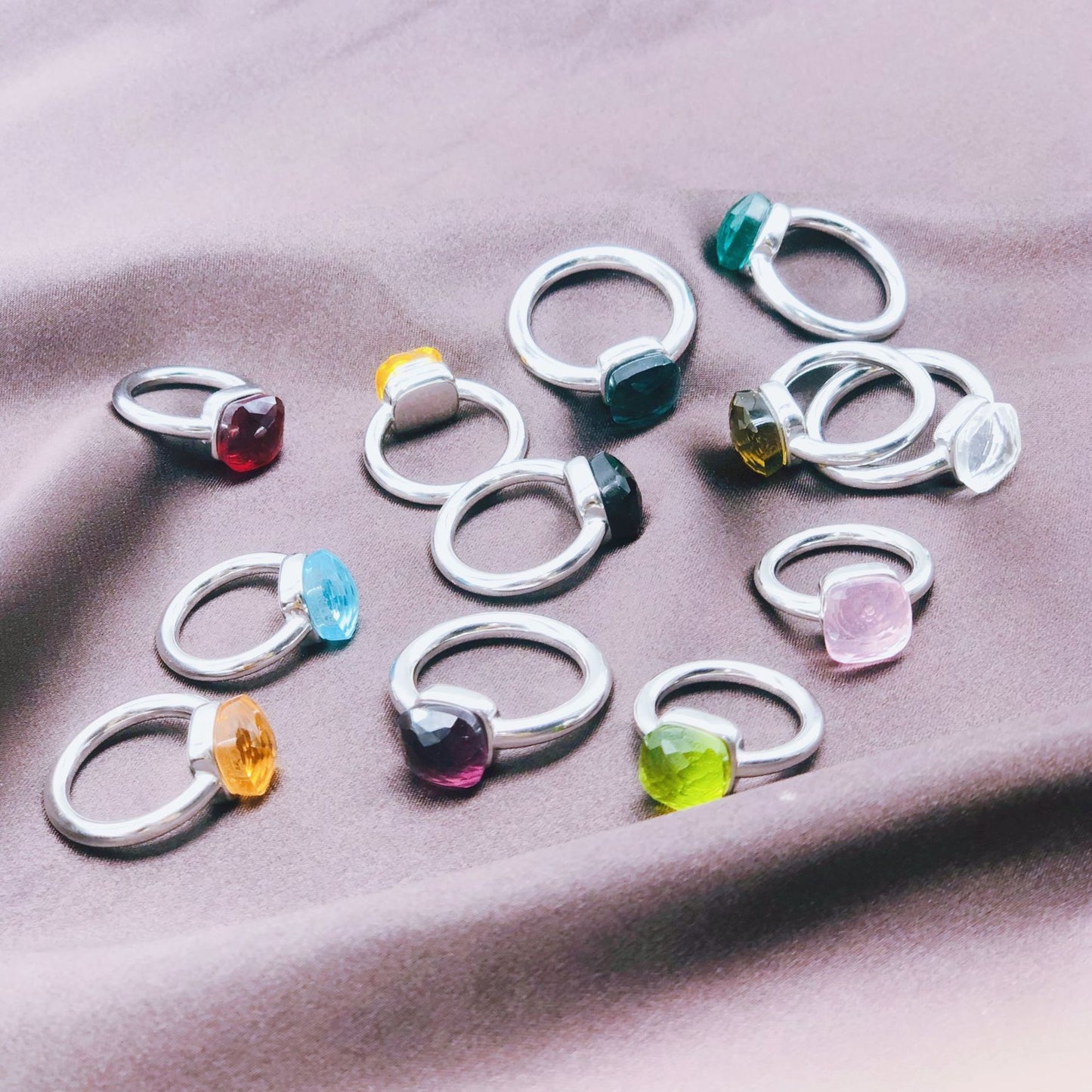 Style Irregular Cube Sugar Inlaid Zircon Emerald Rings