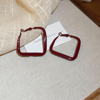Gold Electroplated Sier Needle Red Dripping Earrings