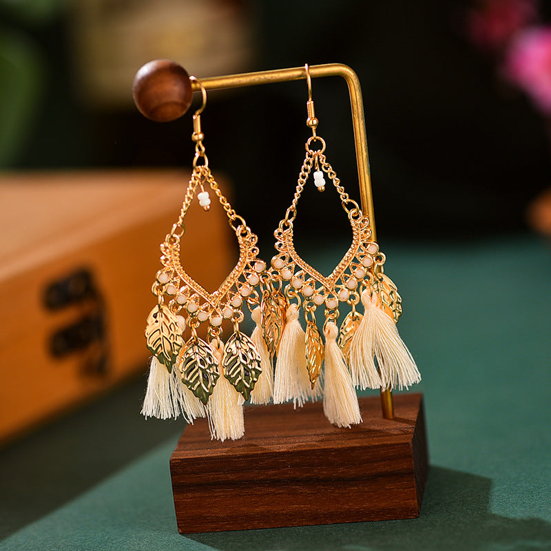 Tassel Leaves Hand-made Your Daisy Ornament Earrings