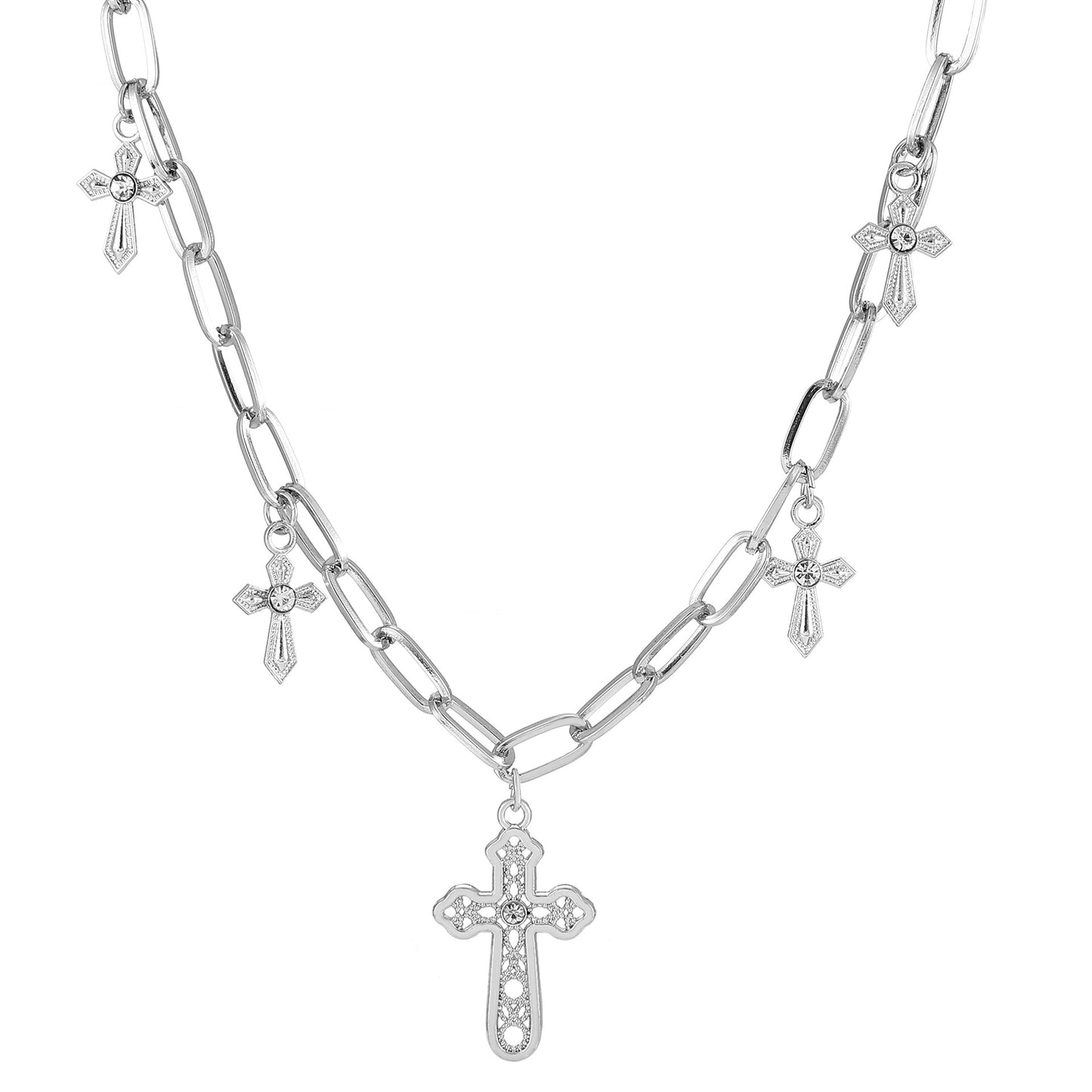 Vintage Pearl Cross Punk Sweater Female Pendants