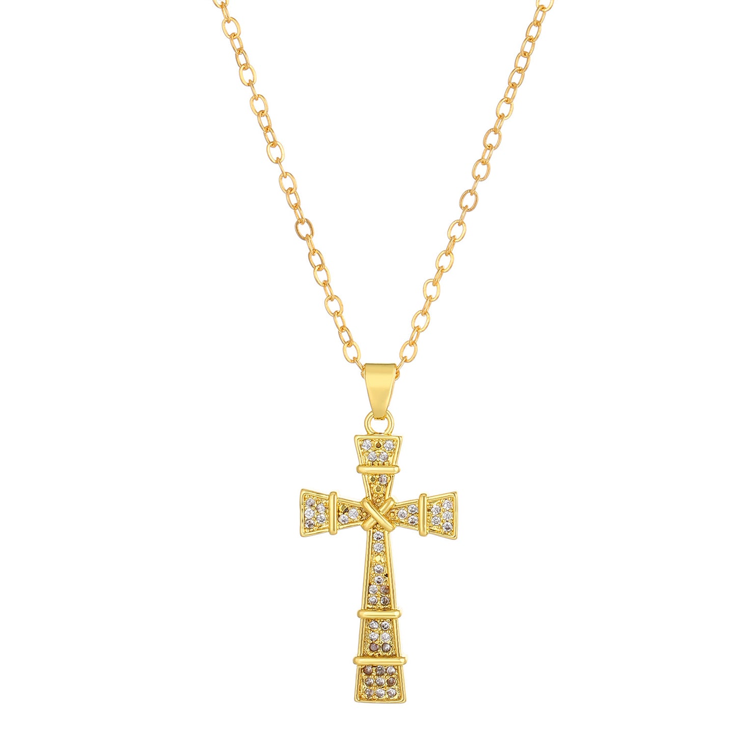 Micro Inlaid Zircon Cross Creative Personality Virgin Female Necklaces