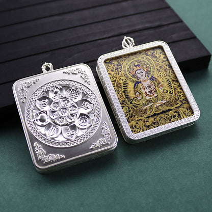 Gold Vajra Hand Painted Golden Outline Eight Patron Saints Pendants