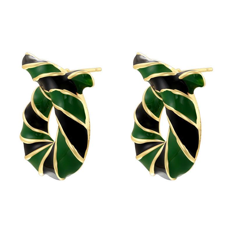 Oil Twisted Circle Personalized Sweet Cool Earrings