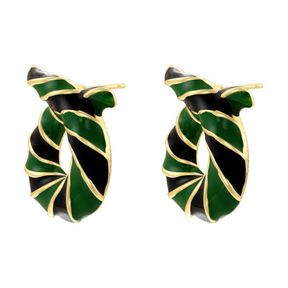 Oil Twisted Circle Personalized Sweet Cool Earrings