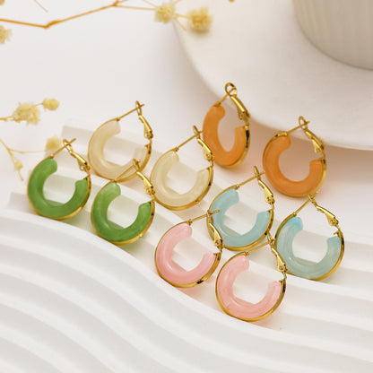 Ear Color Blooming Resin Water Drop Earrings