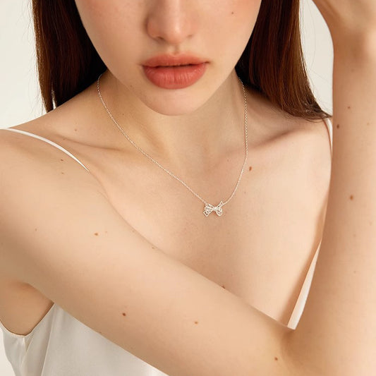 Shape Bow Sterling Sier Simple Light Necklaces