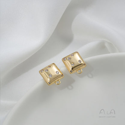 Retention Gilded Inlaid Zirconium Geometric Square Round Water Drop Earrings