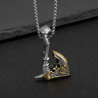 Men's Viking Stainless Steel Gold Plated Axe Pendants