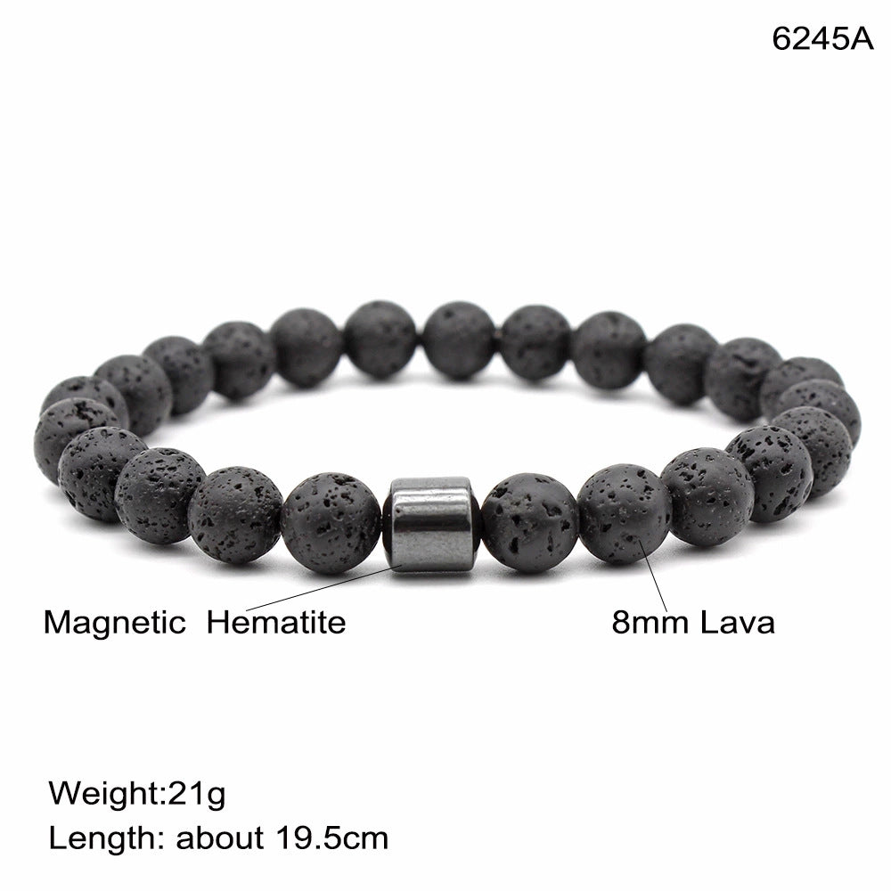 Men's Natural Stone Beaded Volcanic Rock Magnetic Bracelets