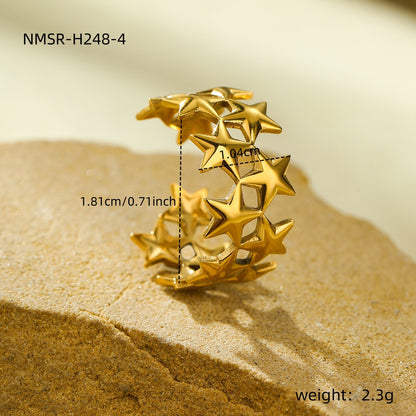 Gold Geometric Irregular Titanium Steel Versatile High-grade Rings