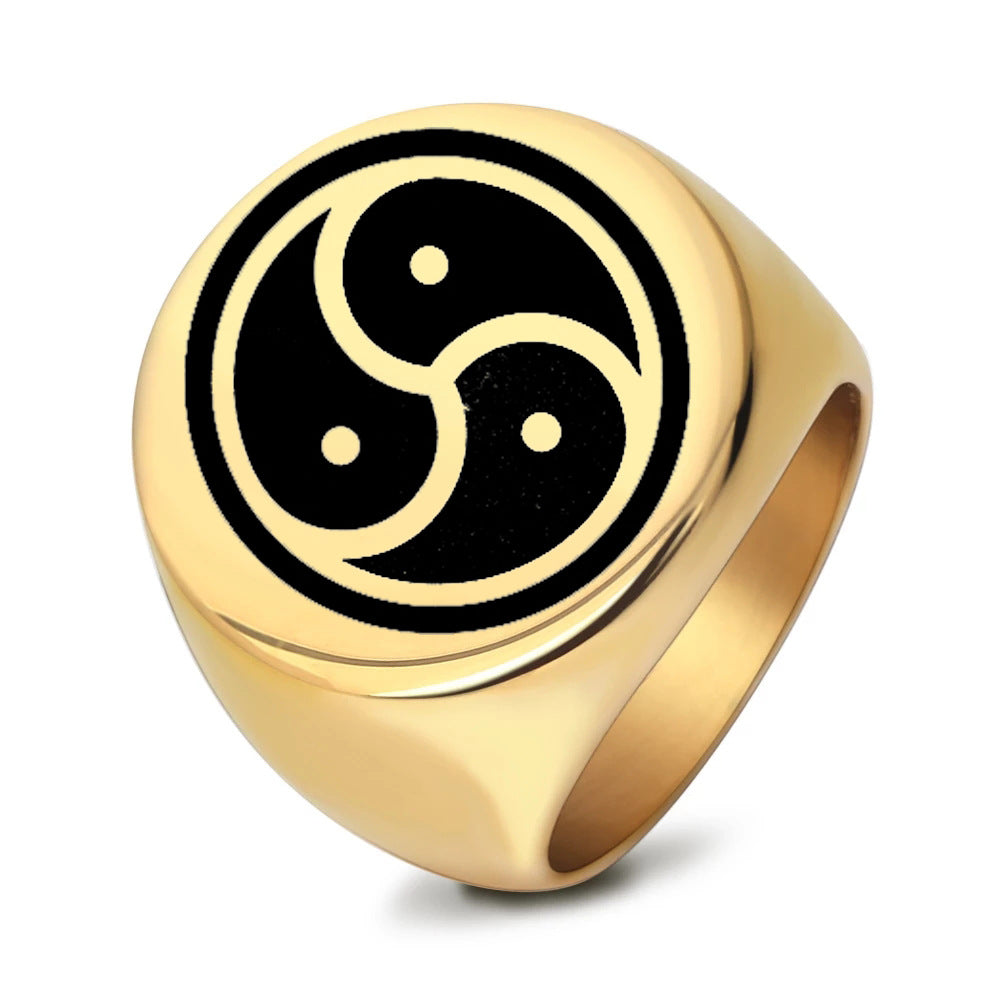 Retro Round Totem Personalized Punk Stainless Rings