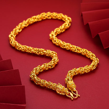 Yellow Gold Fashion Cloth Pattern Dragon Necklaces