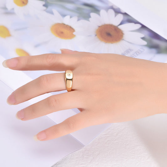Women's Style Inlaid Zircon Titanium Steel Gold Rings