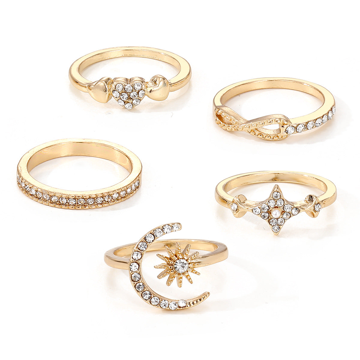 Luxury Style Sun Moon Stars Personality Rings