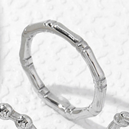 Steel Bamboo Female Six Pattern Niche Rings