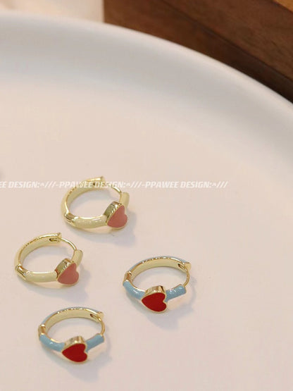 Heart White Red High-grade Design Small Exquisite Earrings