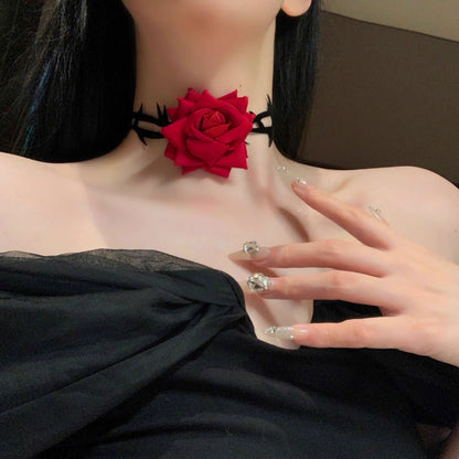 Gemstone Rose Accessories Female Dark Style Light Luxury Minority Necklaces