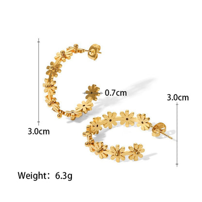 Gold Flower Female Niche Exaggerated Stainless Earrings