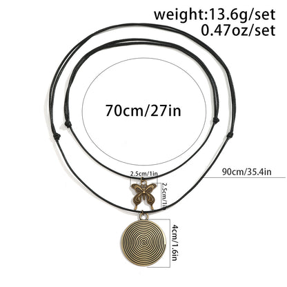 Ethnic Style Retro Round Wood Piece Female Necklaces