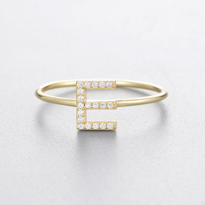 Women's Sier Zircon With English Letters Simple Rings