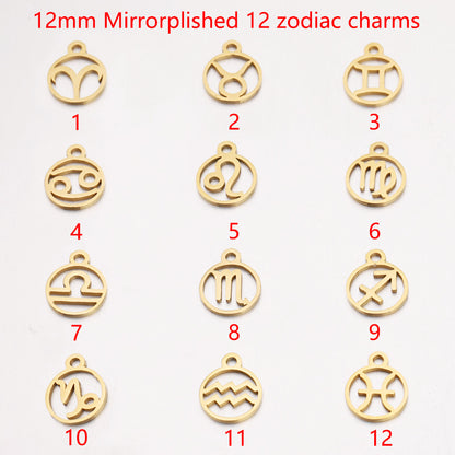 Stainless Steel Small Mirror Twee Constellations Pendants