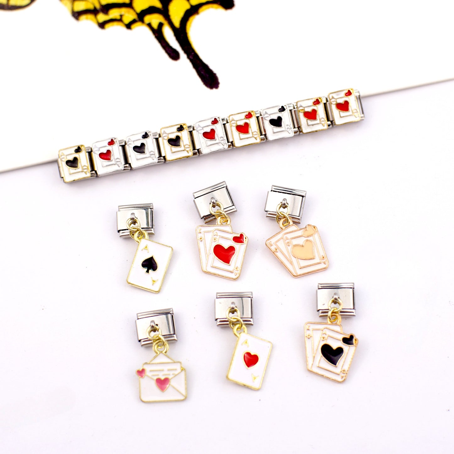 Oil Dripping Heart-shaped Accessories Module Handmade Poker Series Bracelets