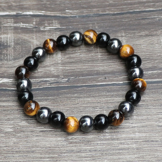 Women's & Men's Stone Imitation Black Agate Beaded Couple Bracelets