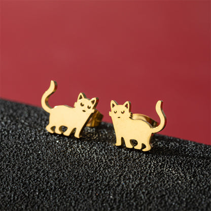 Fashion Small Ear Female Cute Stainless Steel Animal Pet Earrings