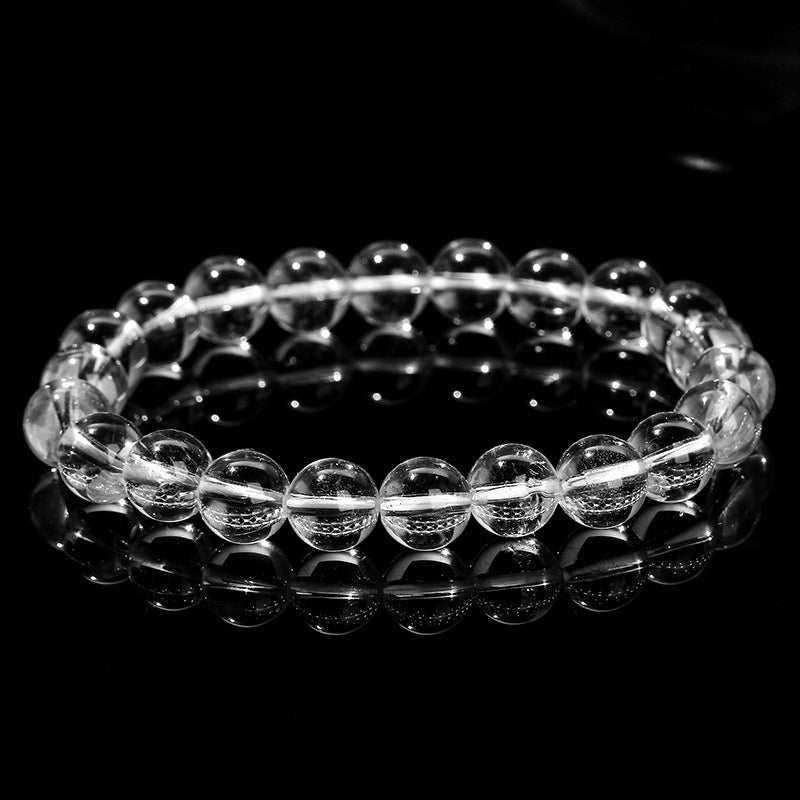 Natural White Crystal Transparent Round Beads Bracelets