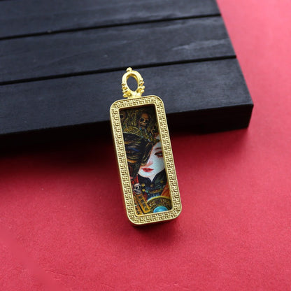 Square Birth Buddha Yellow God Of Wealth Green Tara Pendants