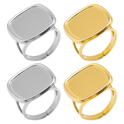 Square Hollow Opening Temperamental Cold Style Rings