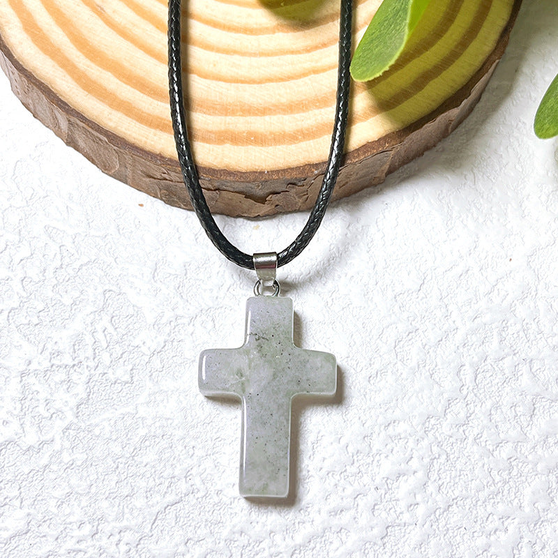 Crystal Cross Fashion Ornament Accessories Leather Rope Pendants