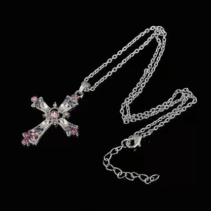 Bohemian Style Bright Crystal Colorful Cross Holiday Necklaces