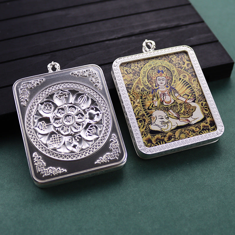 Gold Vajra Hand Painted Golden Outline Eight Patron Saints Pendants